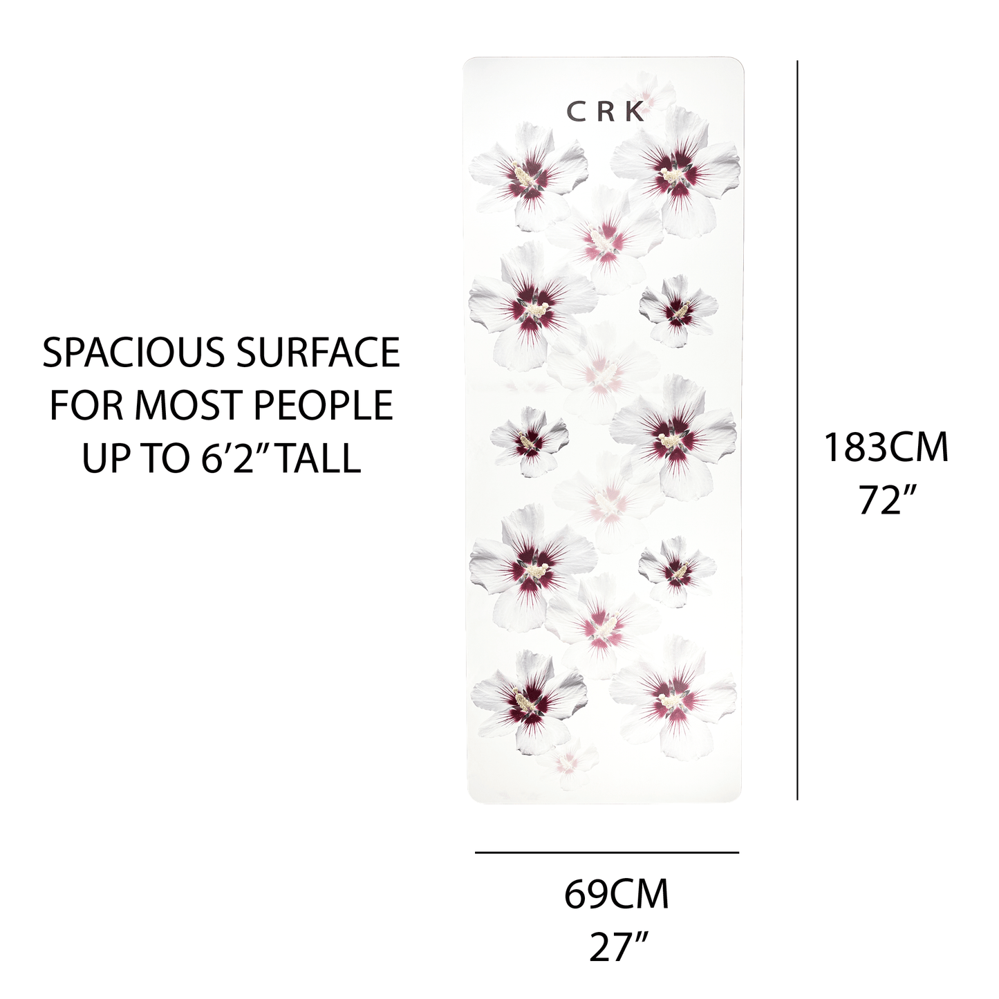 Crk Yoga Mat made of Recycled Natural Rubber with an Alignment System, 4mm Thick • The White Mat PRESALE - Crk
