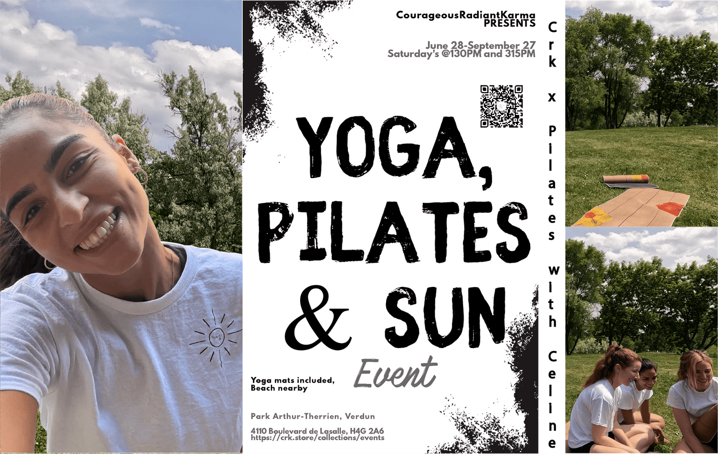 Saturday, June 28th @1PM • Yoga, Pilates & Sun Yoga with Paulina EN Celine EN—this is the first day🎉 - Crk
