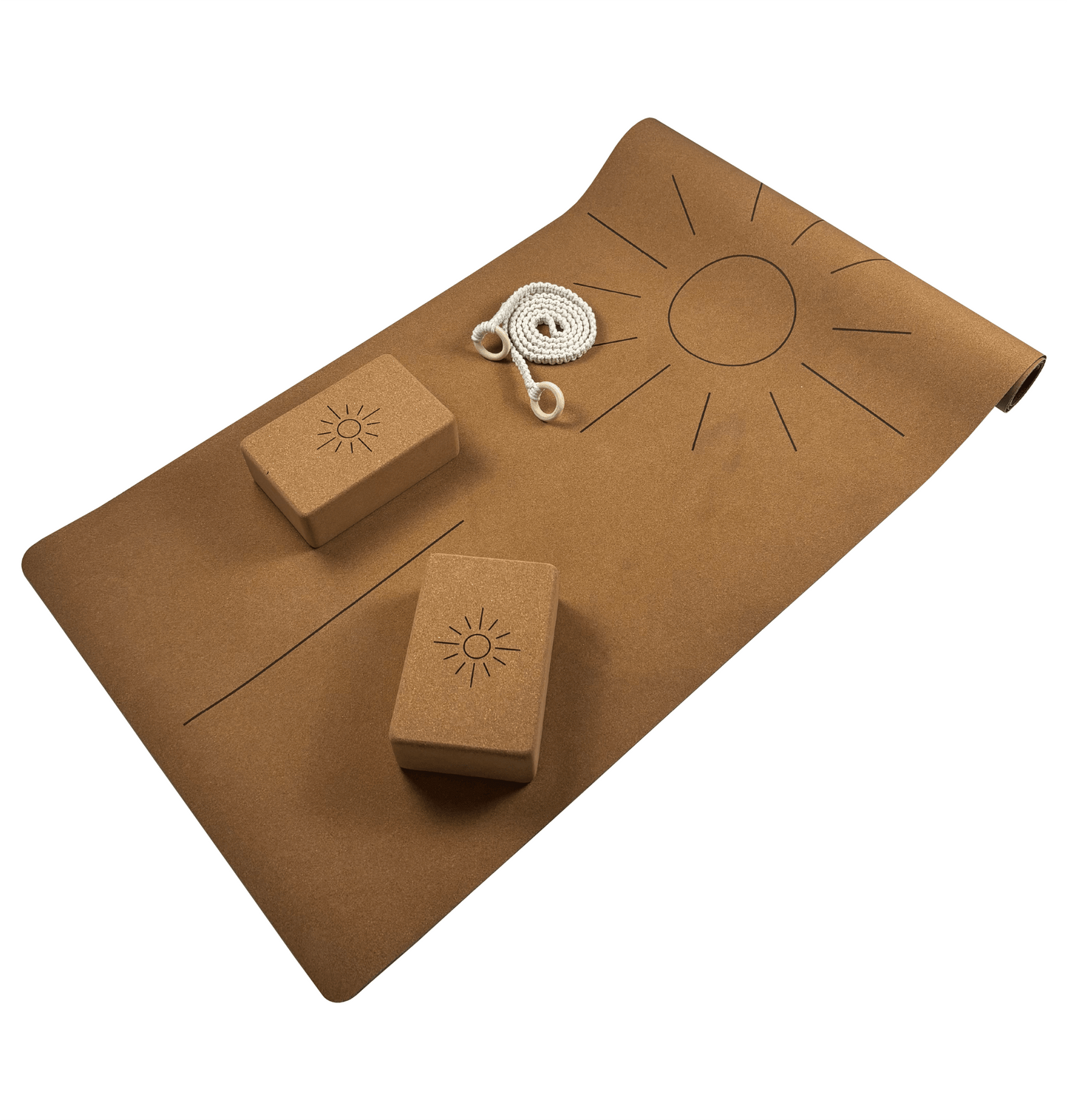 The Sun Mat with a Boho Strap and Yoga Blocks • Yoga Kit - Crk