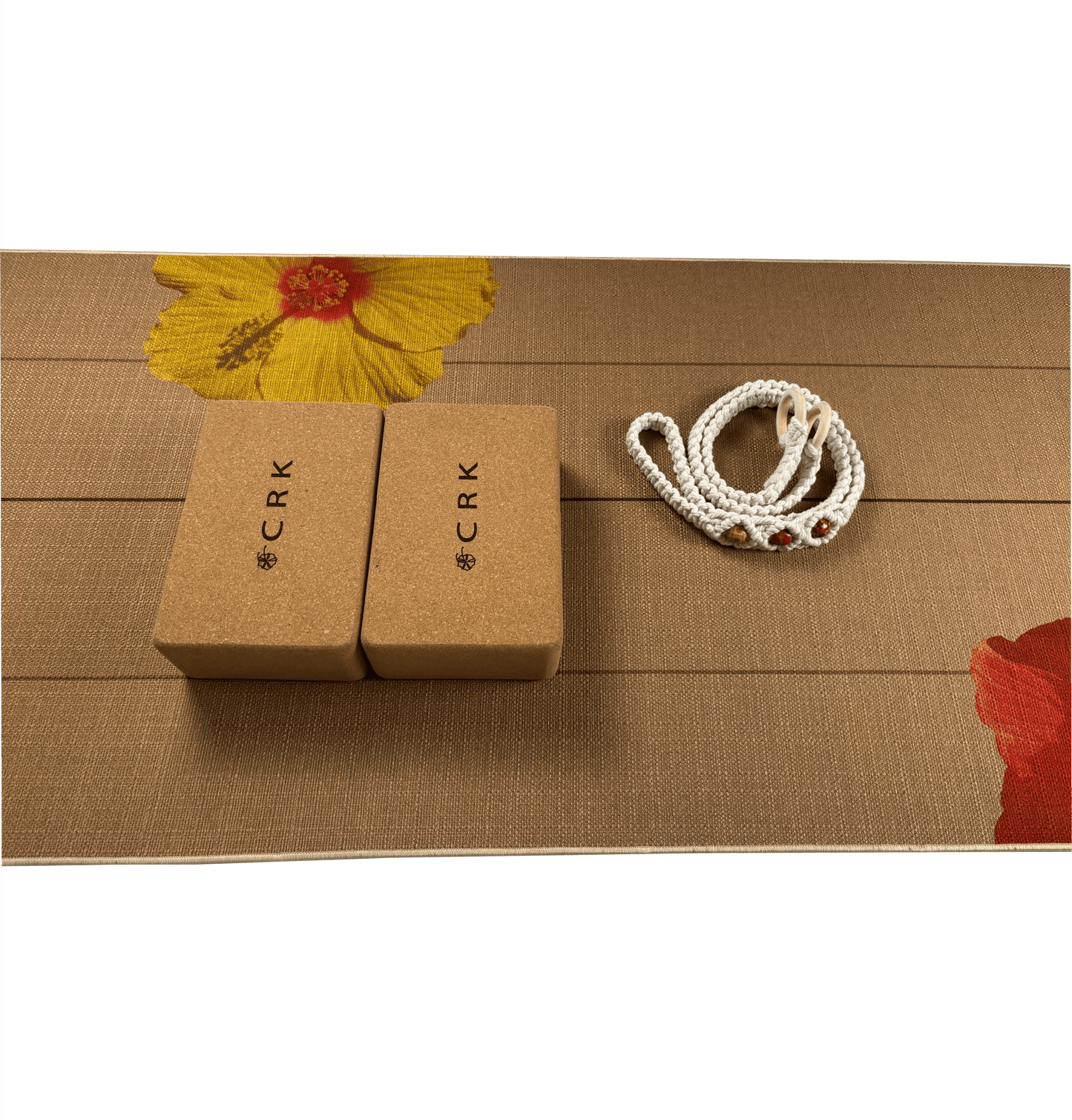 The Surf Mat with a Bead Strap and Blocks • Yoga Kit - Crk