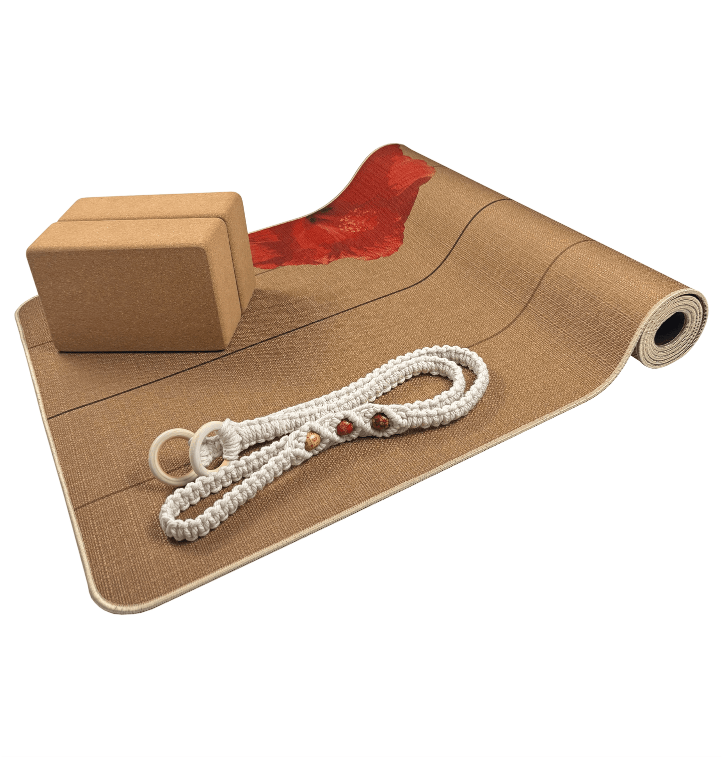 The Surf Mat with a Bead Strap and Blocks • Yoga Kit - Crk