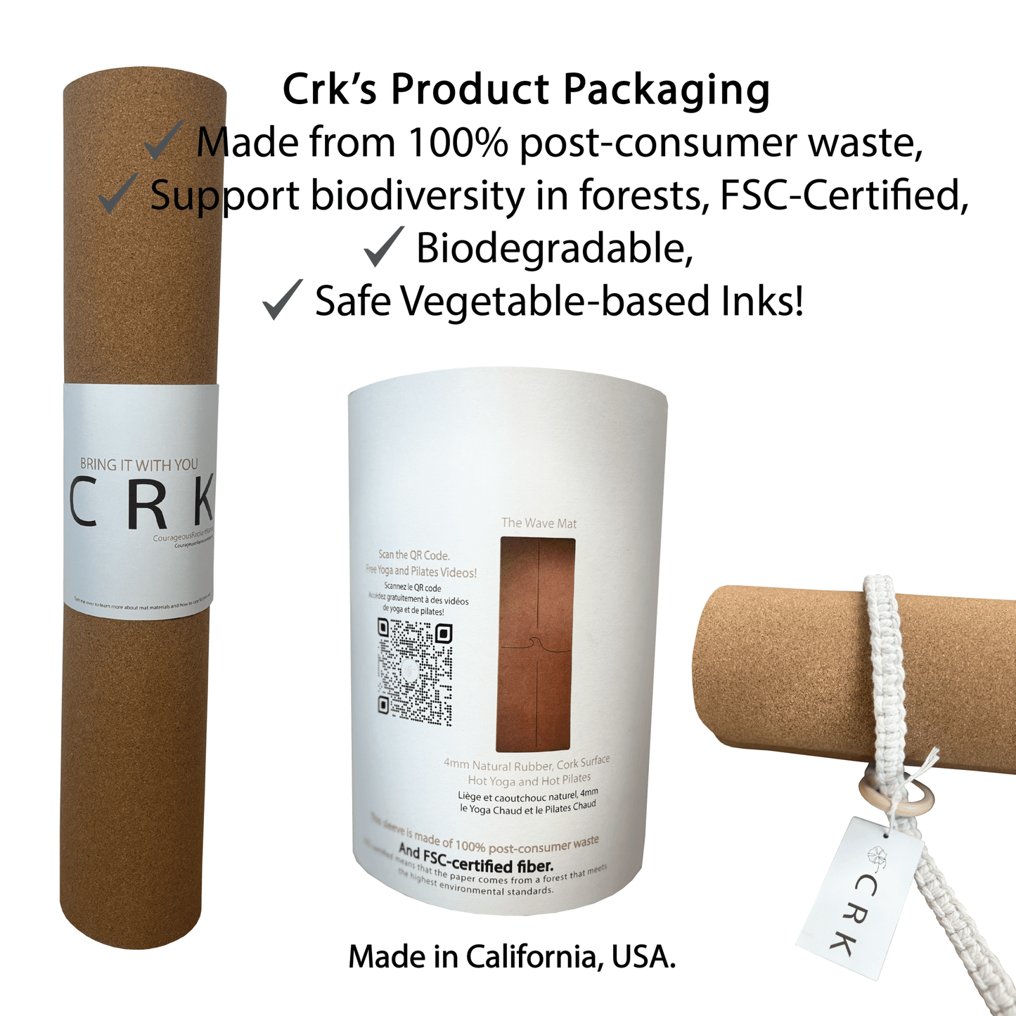 The Wave Mat 4mm Cork And Recycled Natural Rubber • Yoga Mat - Crk