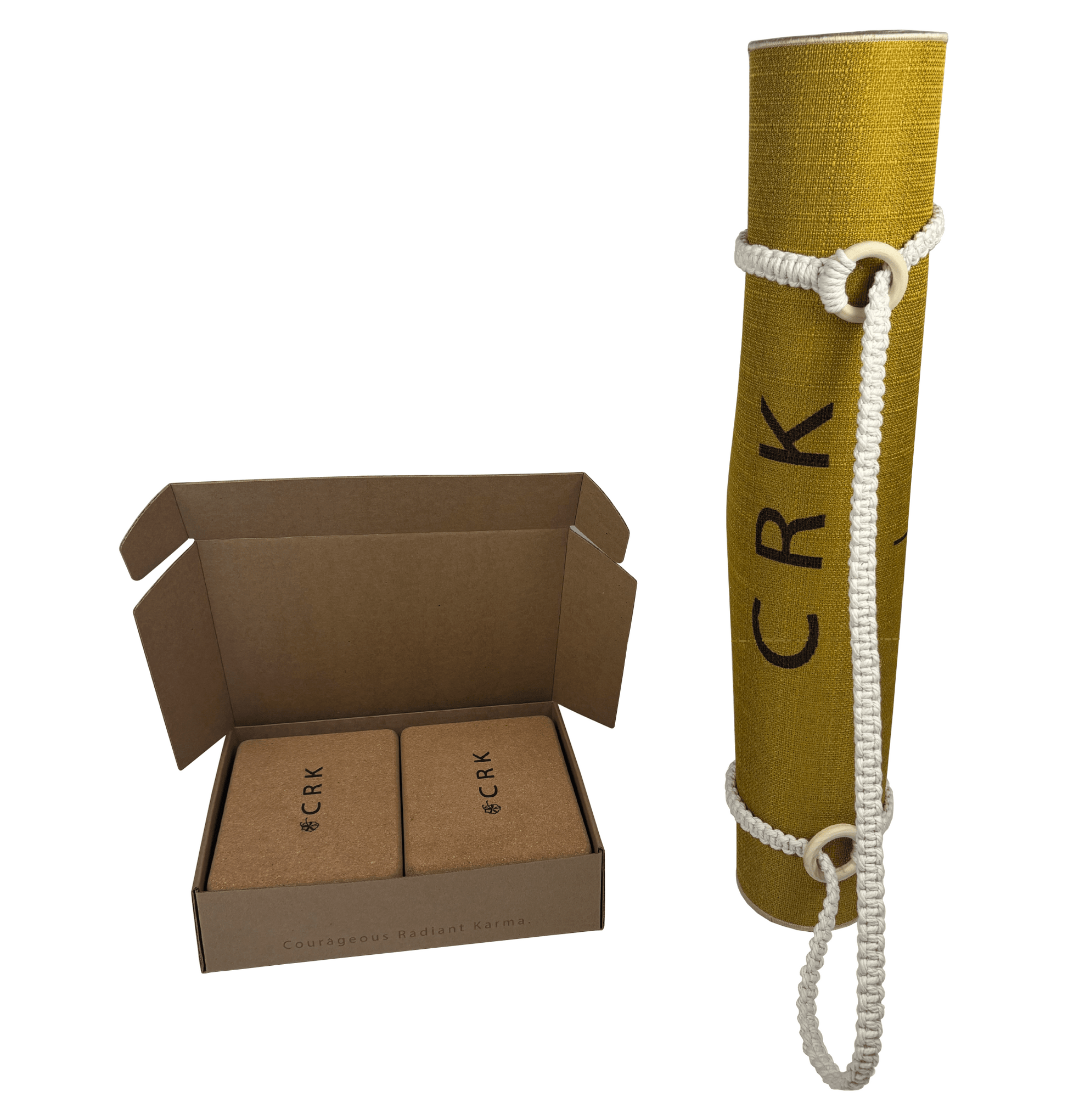 The Yellow Mat with a Boho Strap and Blocks • Limited Edition Yoga Kit - Crk
