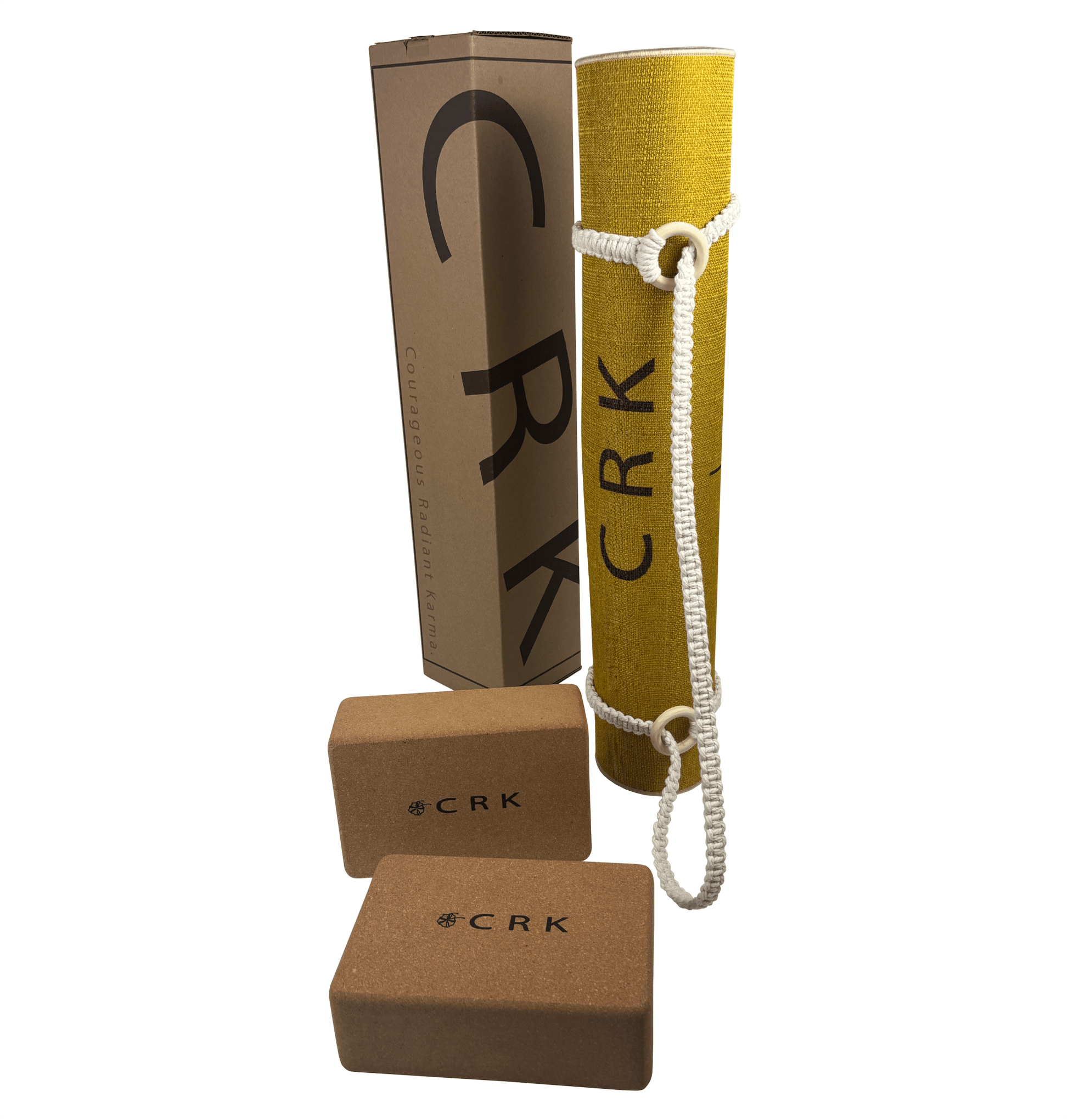 The Yellow Mat with a Boho Strap and Blocks • Limited Edition Yoga Kit - Crk
