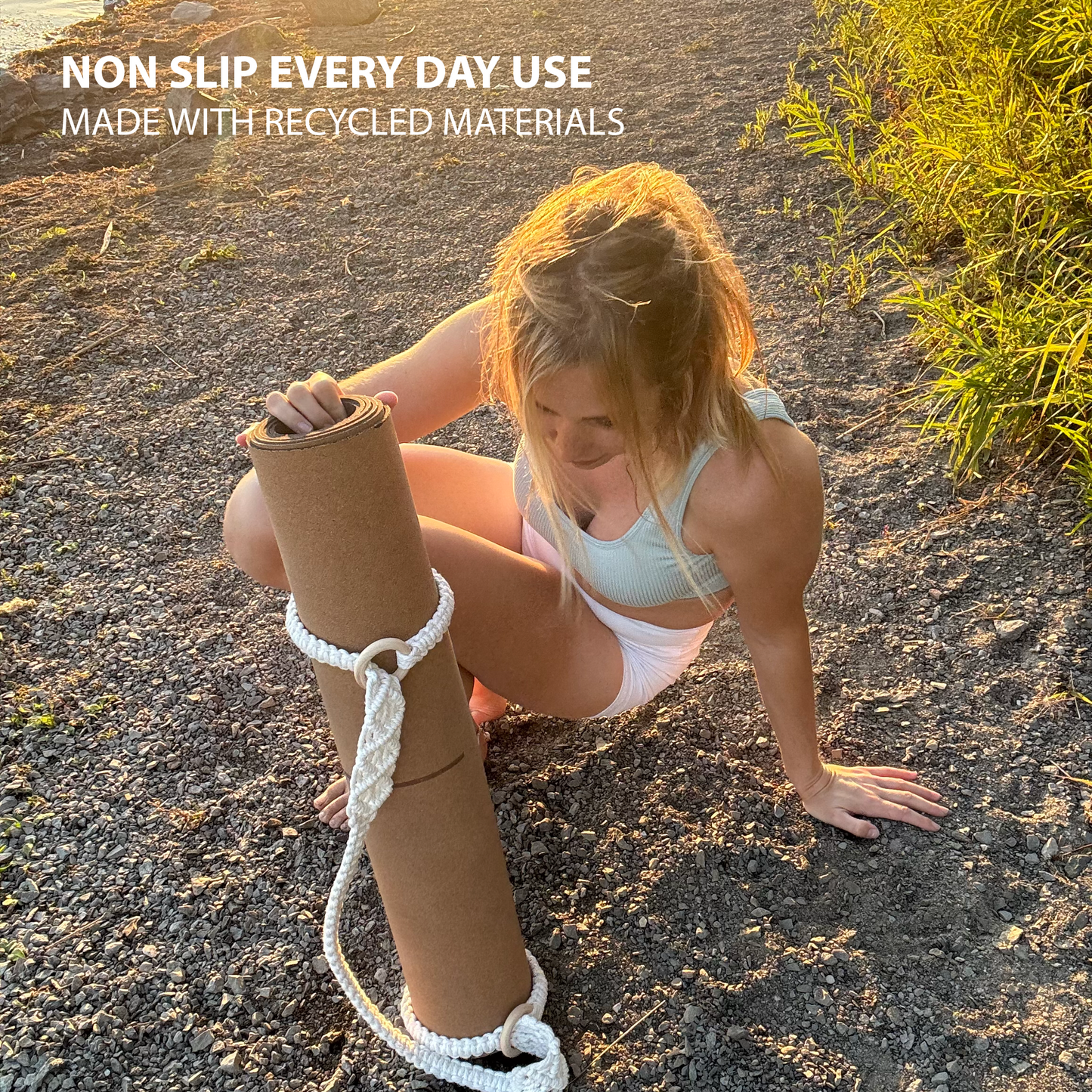 La correa elegante • Correa para transportar esterilla de yoga hecha de algodón