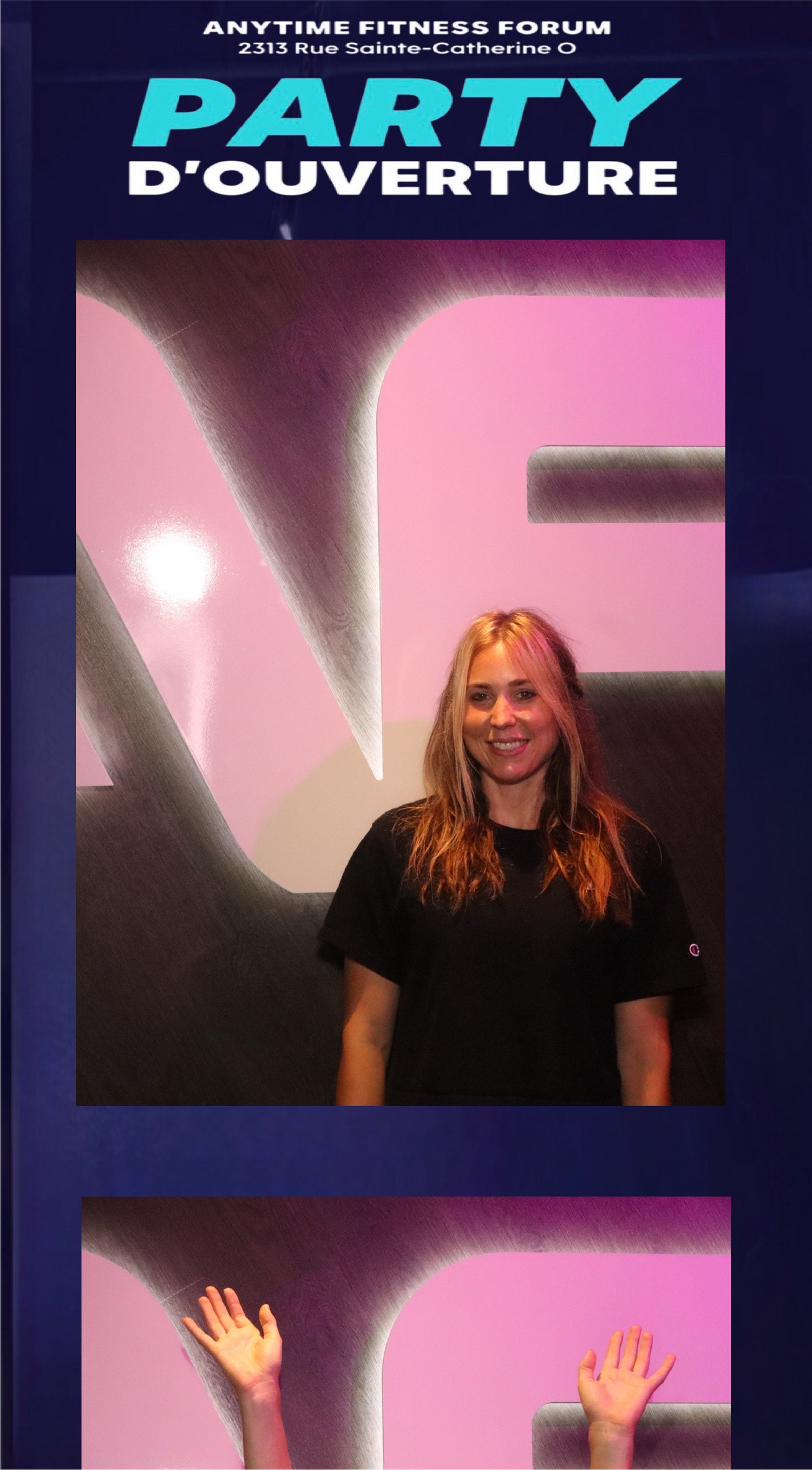 Girl in a photobooth picture for the grand opening event on anytime fitness forum