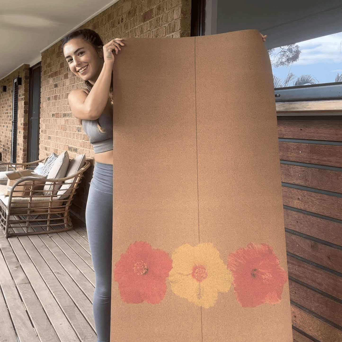 Crk Yoga Mat made of Organic Cork and Natural Rubber, 5mm Thick • The Flowers Mat - Crk