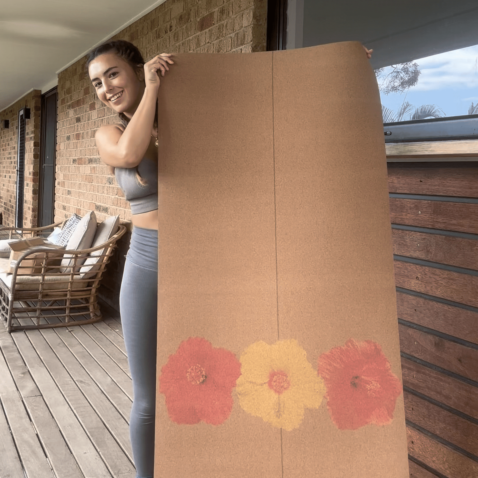 Crk Yoga Mat made of Organic Cork and Natural Rubber, 5mm Thick • The Flowers Mat - Crk
