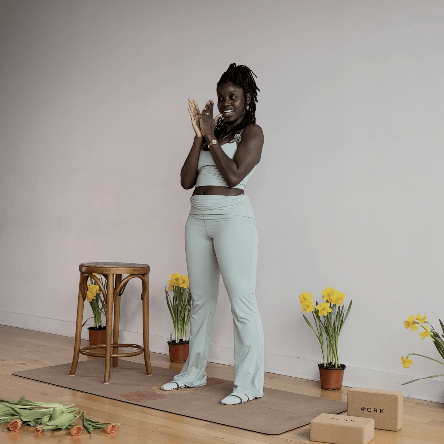 Crk Yoga Mat made of Organic Cork and Natural Rubber, 5mm Thick • The Flowers Mat - Crk