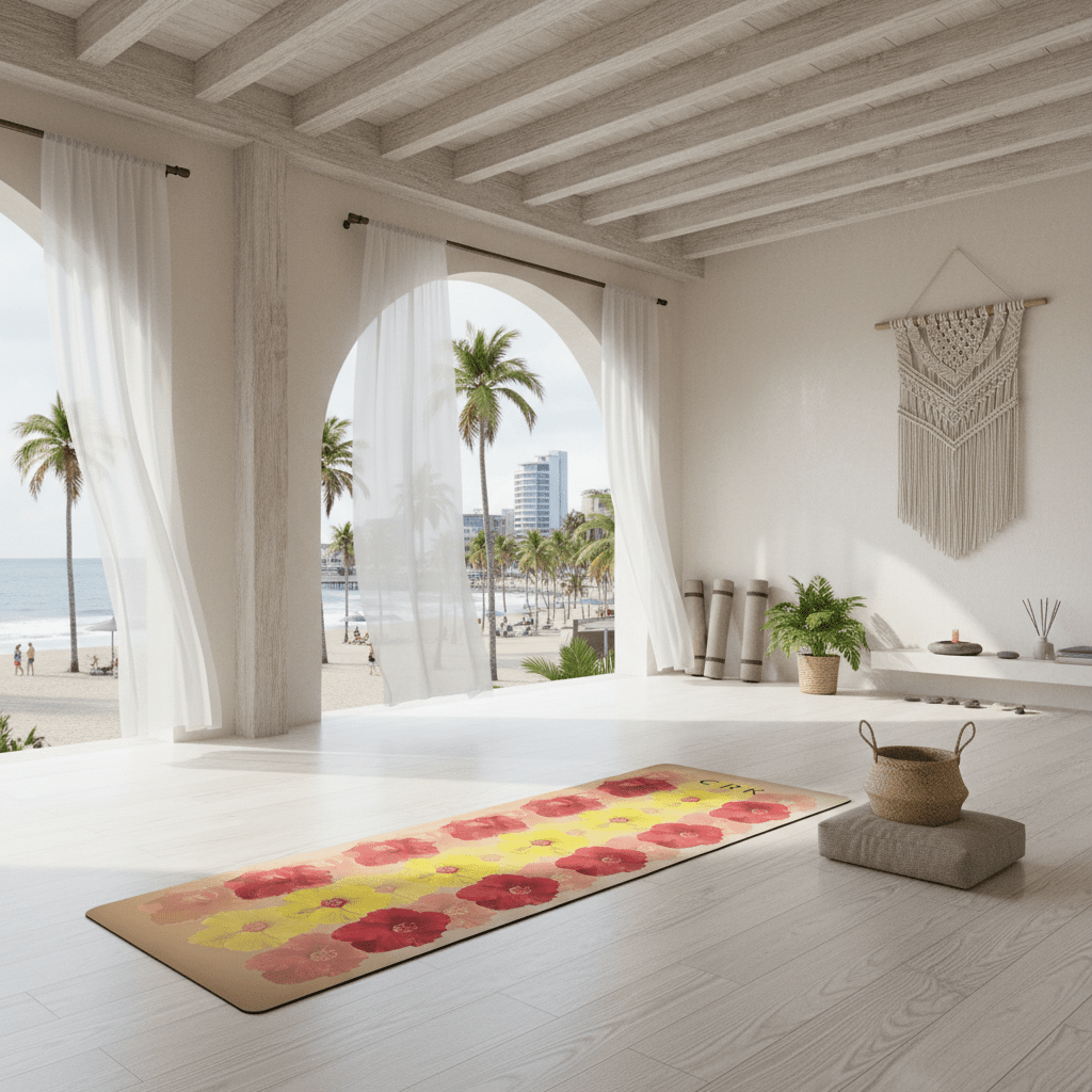 Crk Yoga Mat made of Recycled Natural Rubber with an Alignment System, 4mm Thick • The Summer Mat - Crk