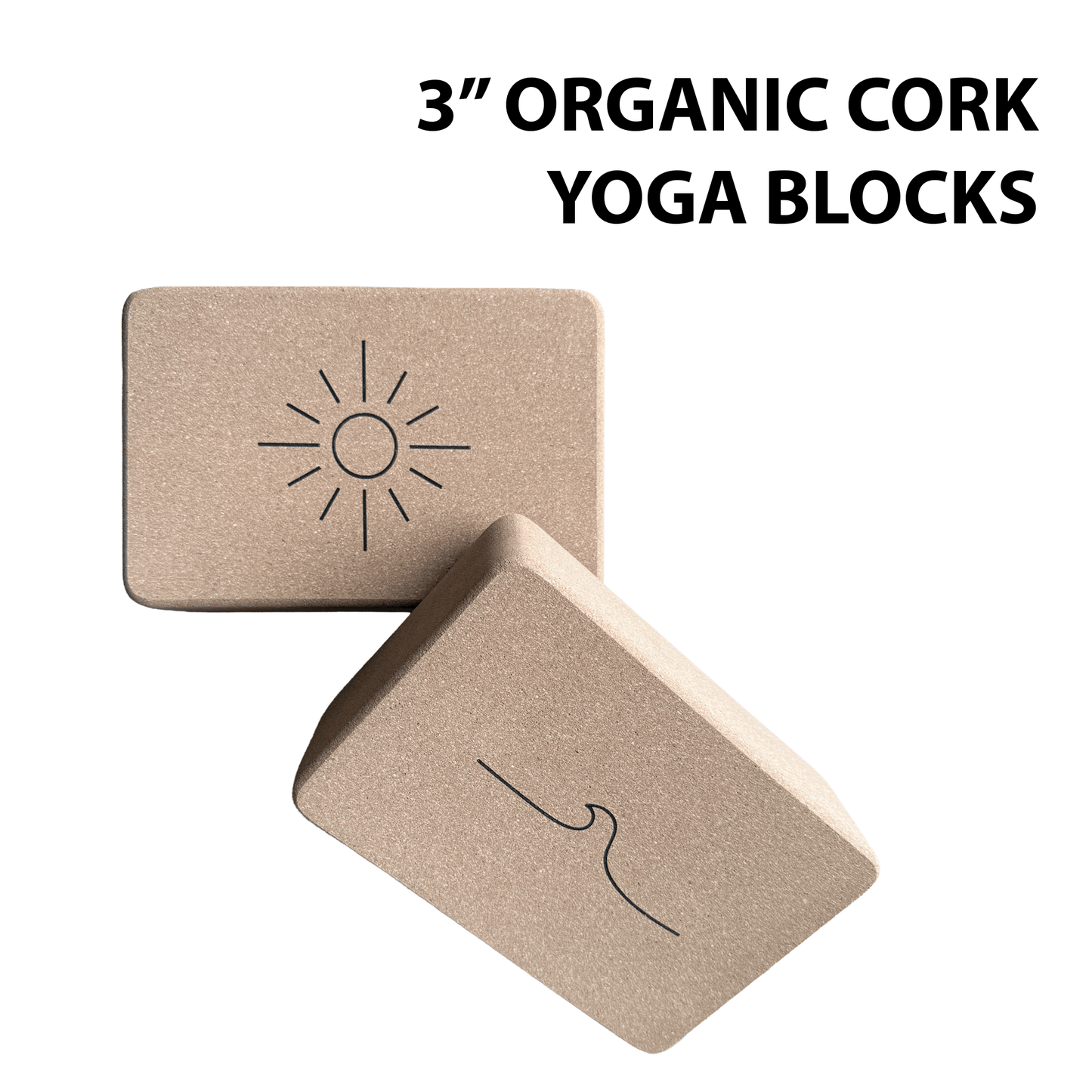 Crk's 3" Yoga Blocks Made of Organic Cork • Sun & Wave - Crk