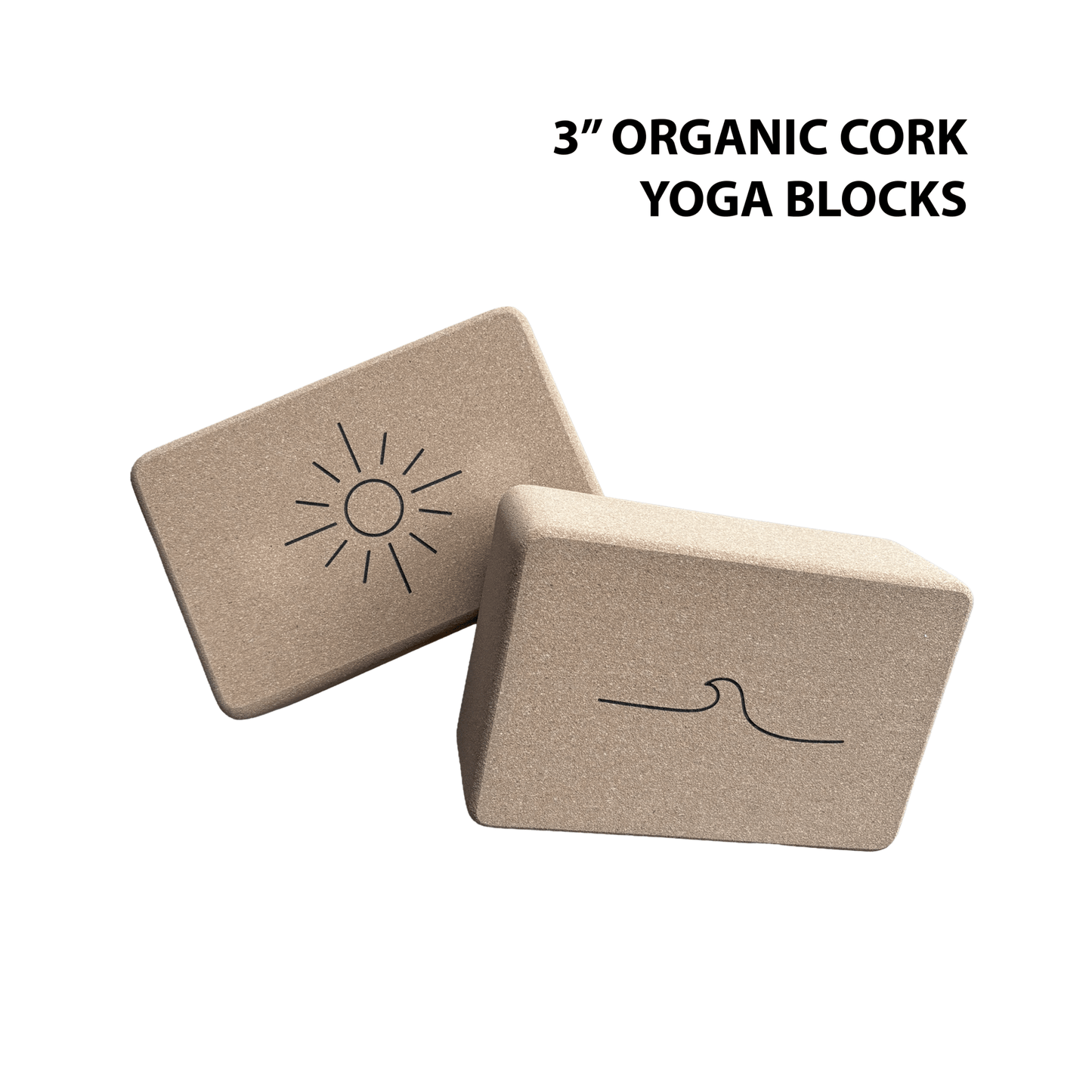 Crk's 3" Yoga Blocks Made of Organic Cork • Sun & Wave - Crk