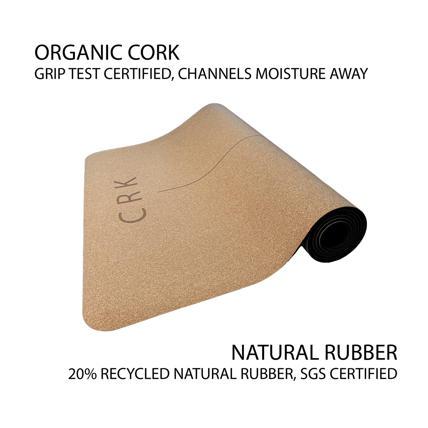 Crk's Organic Cork Yoga Mat with Natural Rubber, 4mm Thick • The Standard Mat Begin Yoga - Crk