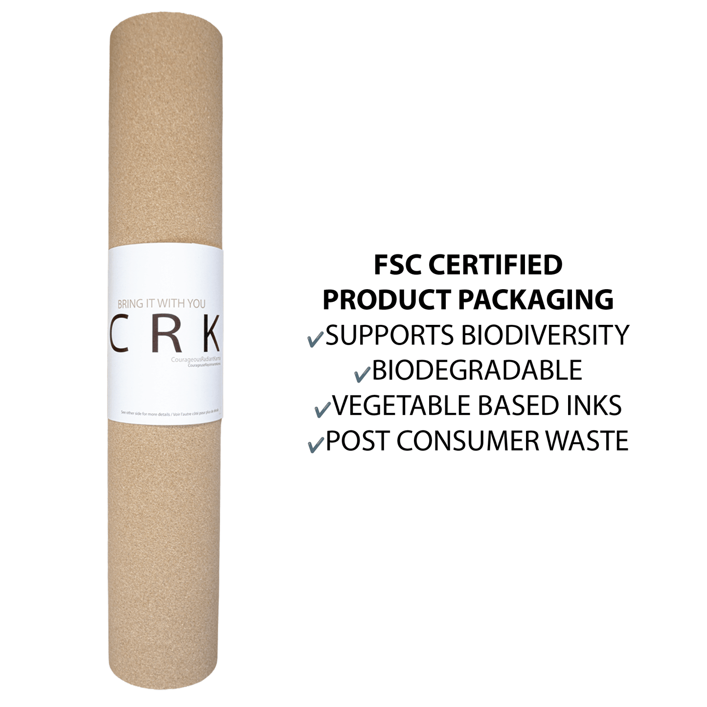 Crk's Organic Cork Yoga Mat with Recycled Natural Rubber, 4mm Thick • The Sun Mat - Crk