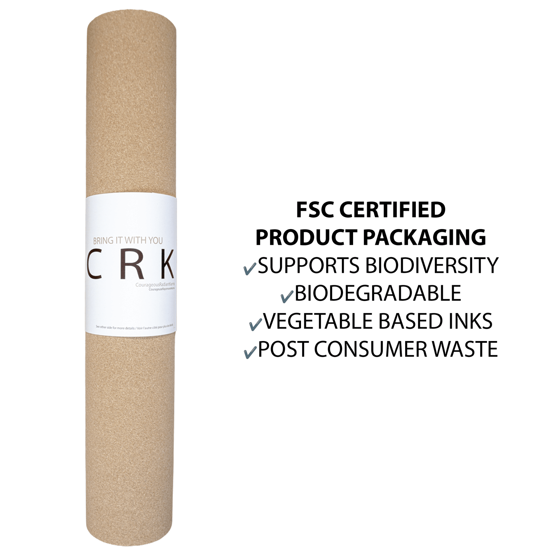 Crk's Organic Cork Yoga Mat with Recycled Natural Rubber, 4mm Thick • The Sun Mat - Crk