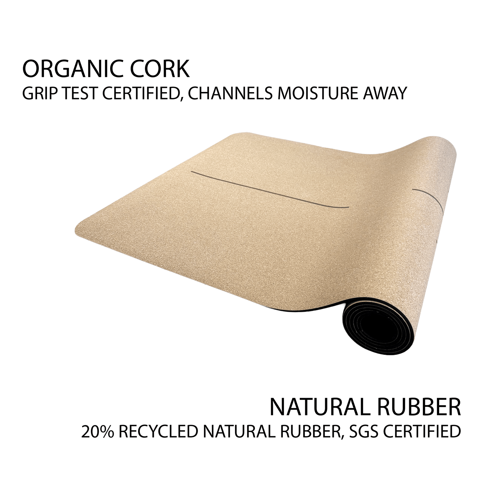 Crk's Organic Cork Yoga Mat with Recycled Natural Rubber, 4mm Thick • The Sun Mat - Crk