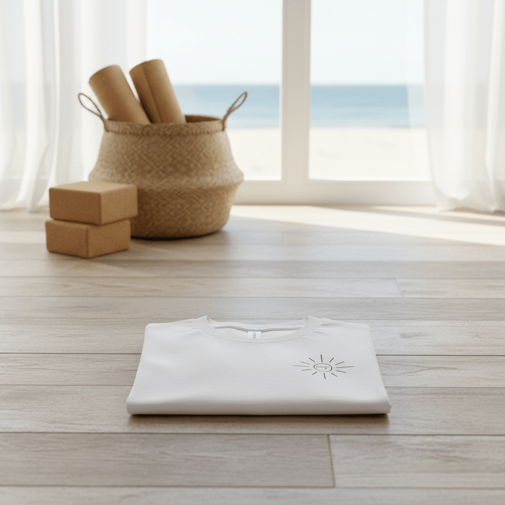 Crk's White T-Shirt • Pilates & Sun logo - Crk