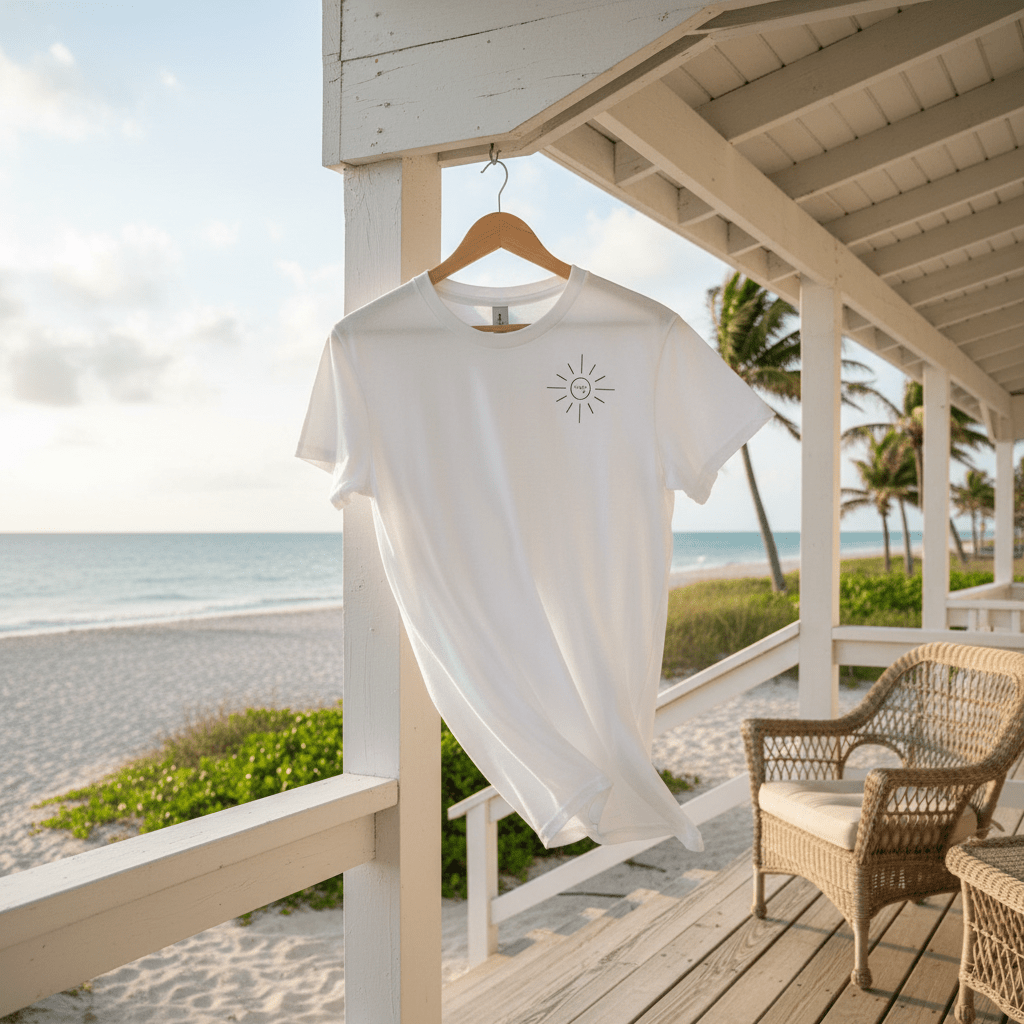 Crk's White T-Shirt • Pilates & Sun logo - Crk