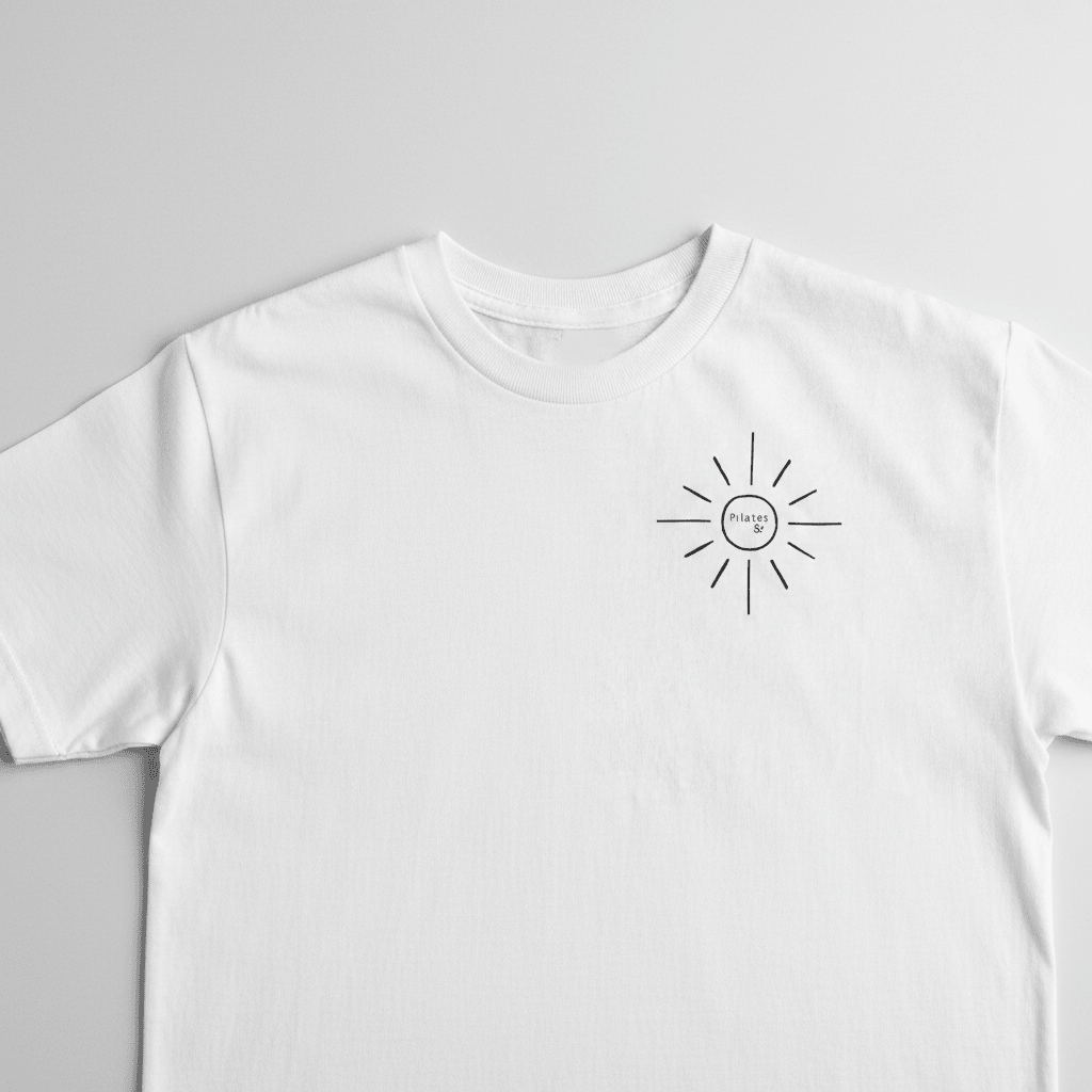 Crk's White T-Shirt • Pilates & Sun logo - Crk