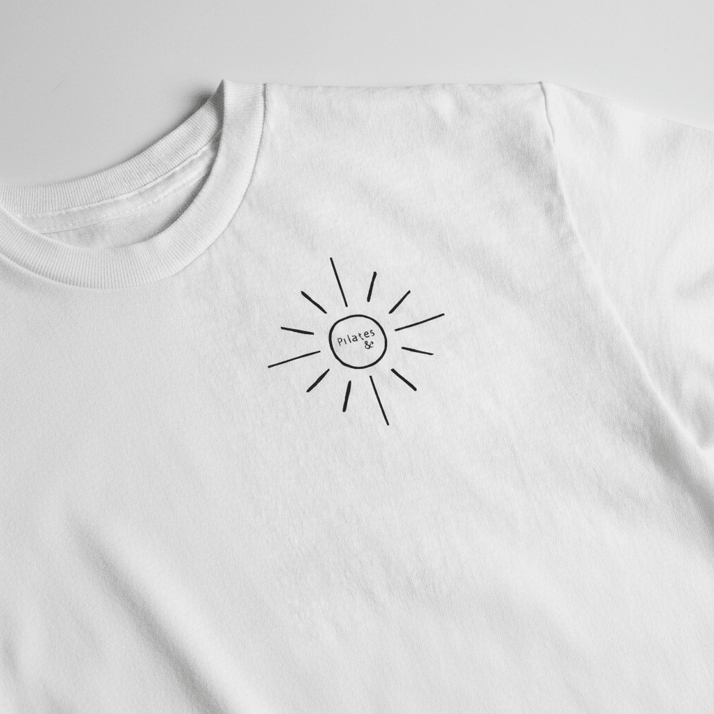 Crk's White T-Shirt • Pilates & Sun logo - Crk