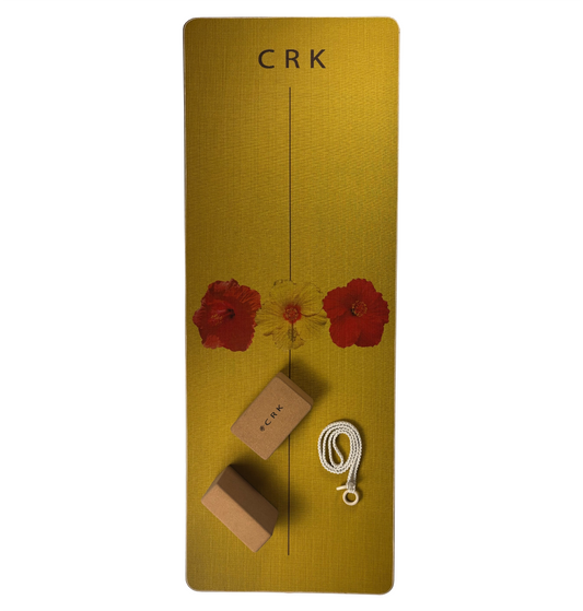 The Yellow Mat with a Boho Strap and Blocks • Yoga Kit