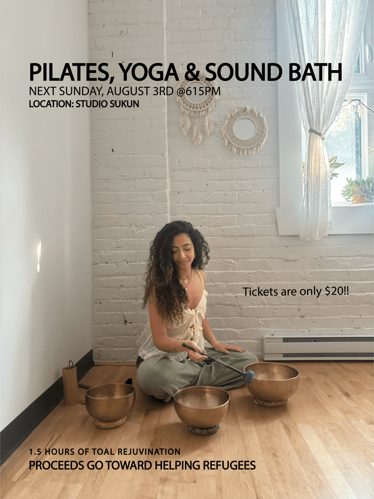 Pilates, Yoga & Sound Bath at Studio Sukūn August 3rd @615PM - Crk