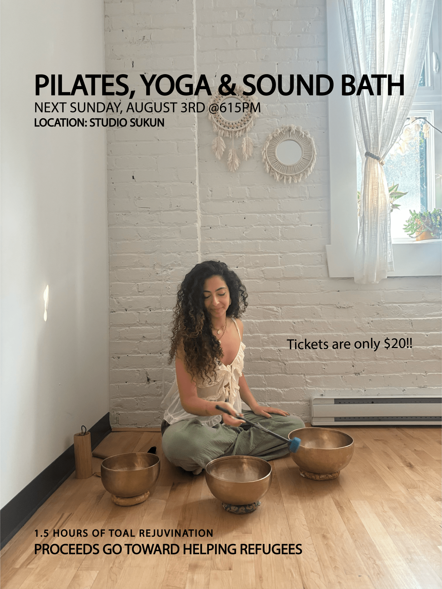Pilates, Yoga & Sound Bath at Studio Sukūn August 3rd @615PM - Crk