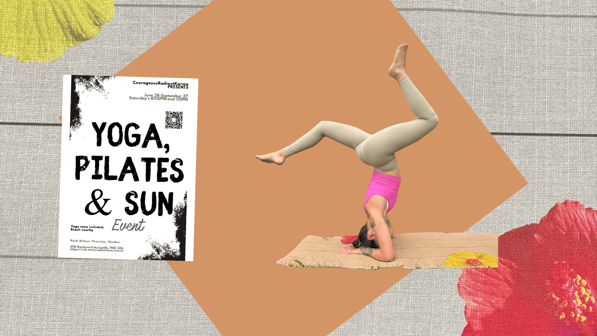 Saturday, August 23rd @130PM, @315PM • Yoga, Pilates & Sun with Sarah EN Robyn EN - Crk