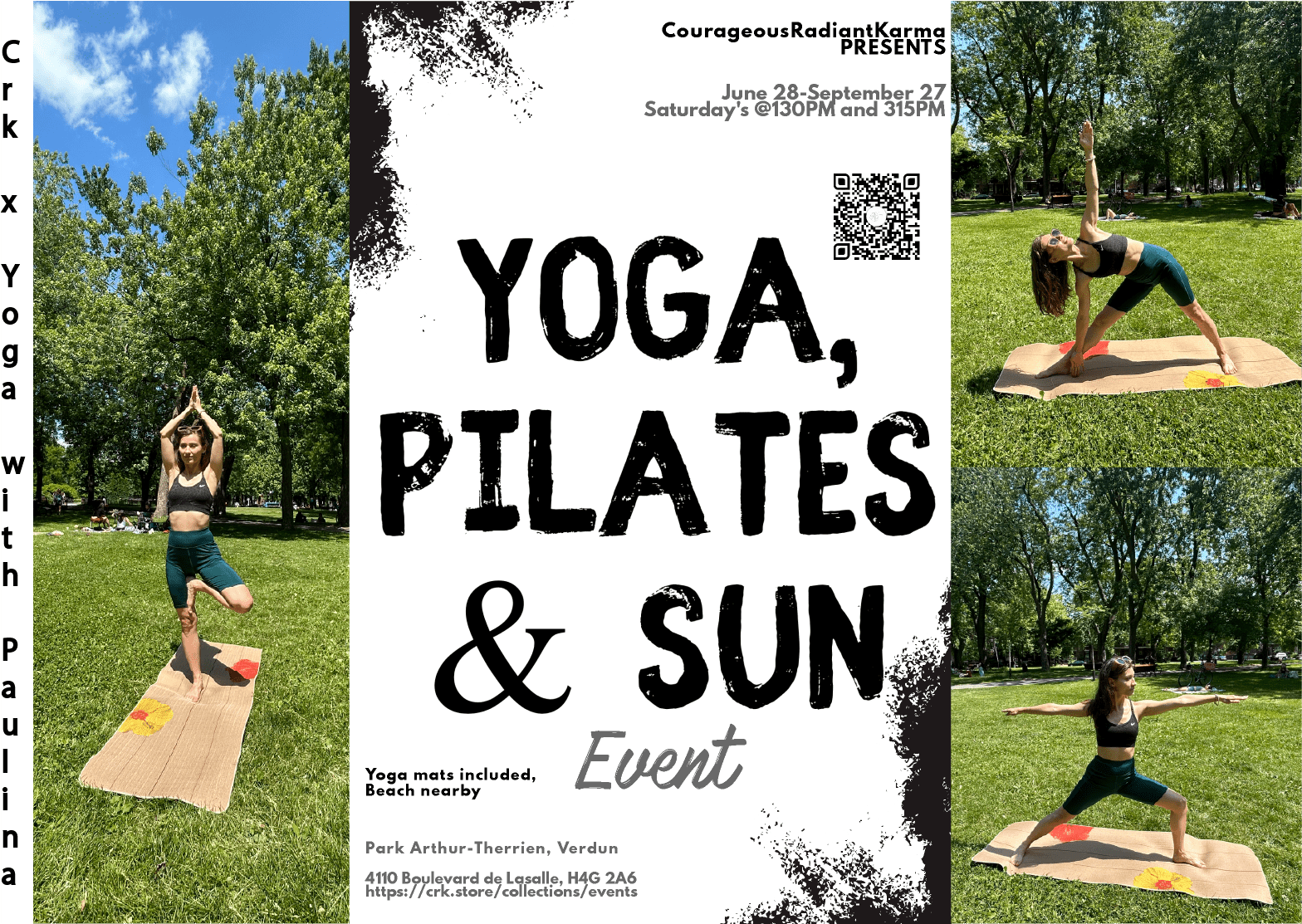 Saturday, June 28th @1PM • Yoga, Pilates & Sun Yoga with Paulina EN Celine EN—this is the first day🎉 - Crk