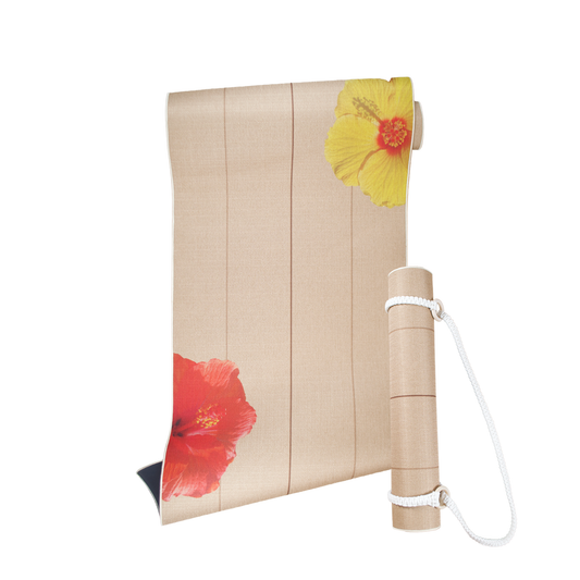 The Surf Mat • 4mm Thick, Organic Hemp Yoga Mat with Tropical Flowers