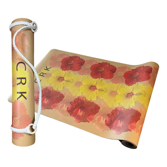 The Summer Mat • 4mm Thick, Recycled Natural Rubber Yoga Mat with Tropical Flowers