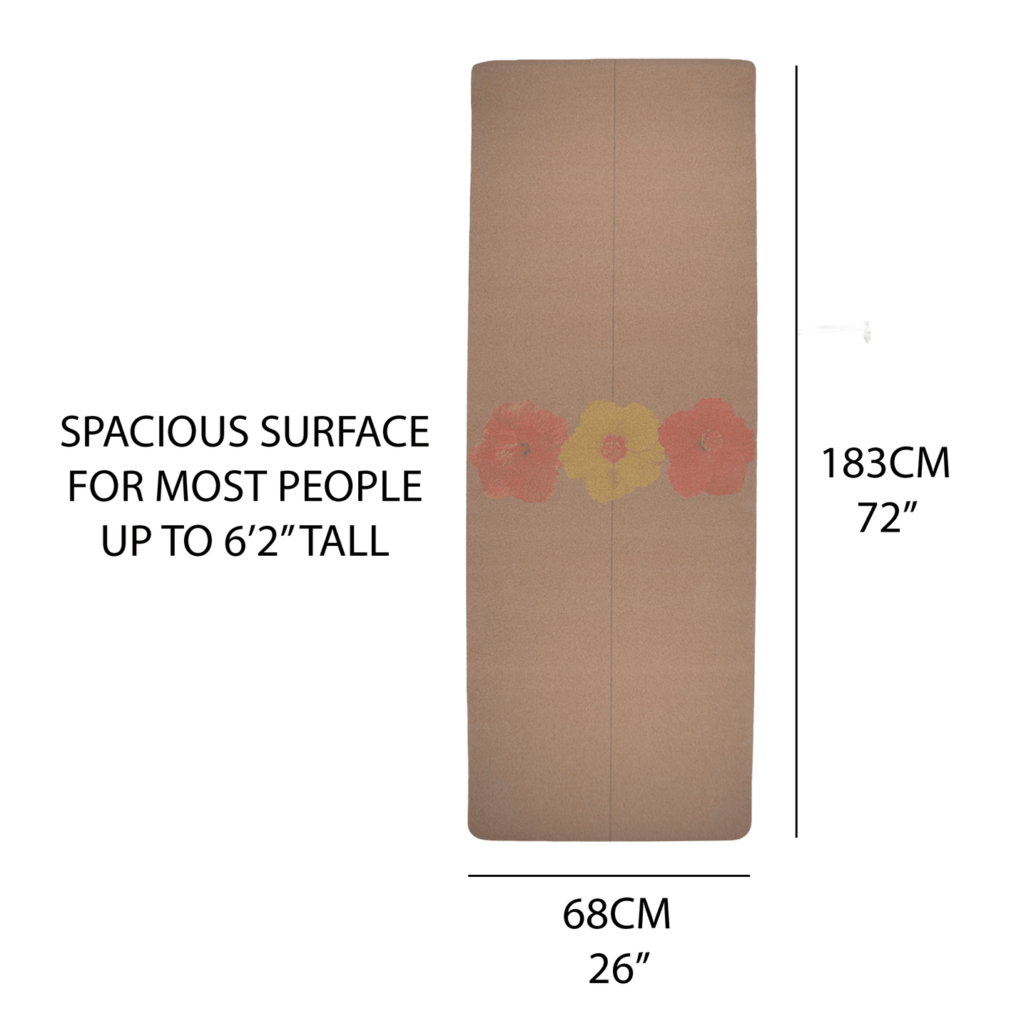 The Flowers Mat 5mm Thick, Organic Cork Yoga Mat with Natural Rubber • Luxury Mat - Crk