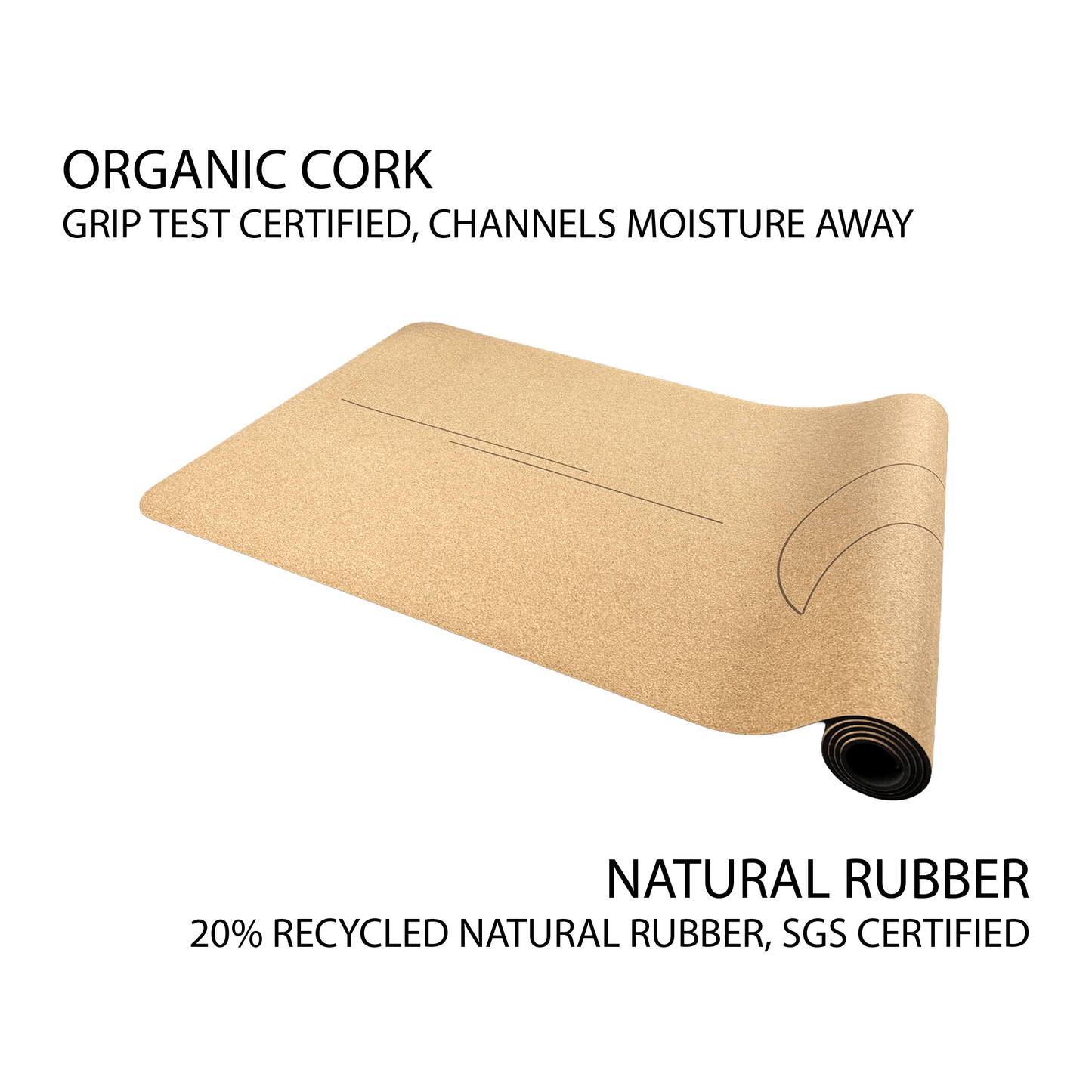 The Moon Mat • 4mm Thick, Organic Cork Yoga Mat with Recycled Natural Rubber ✨ NEW - Crk
