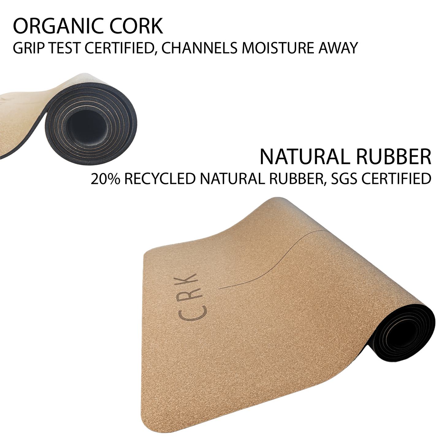The Standard Mat • 4mm Thick, Organic Cork Yoga Mat with Natural Rubber, Begin Yoga - Crk
