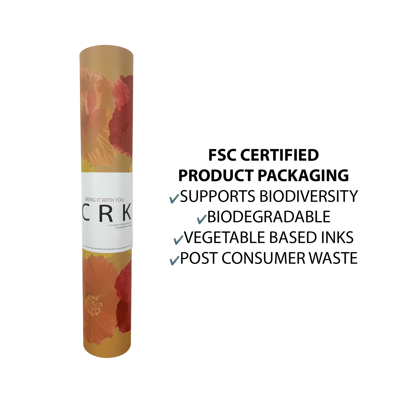 The Summer Mat • 4mm Thick, Recycled Natural Rubber Yoga Mat with Tropical Flowers - Crk