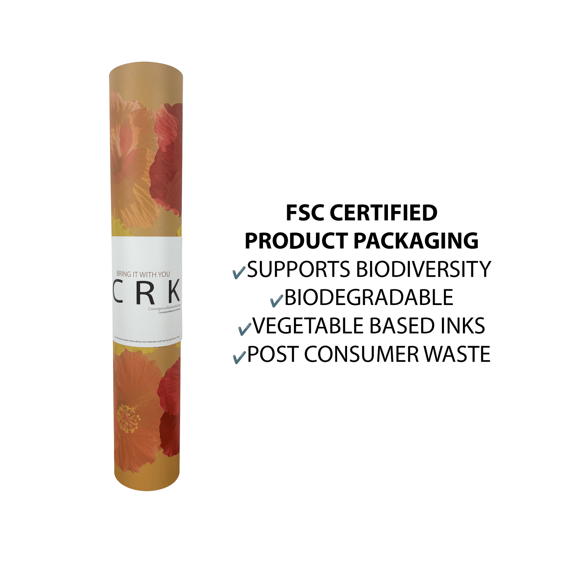 The Summer Mat • 4mm Thick, Recycled Natural Rubber Yoga Mat with Tropical Flowers - Crk