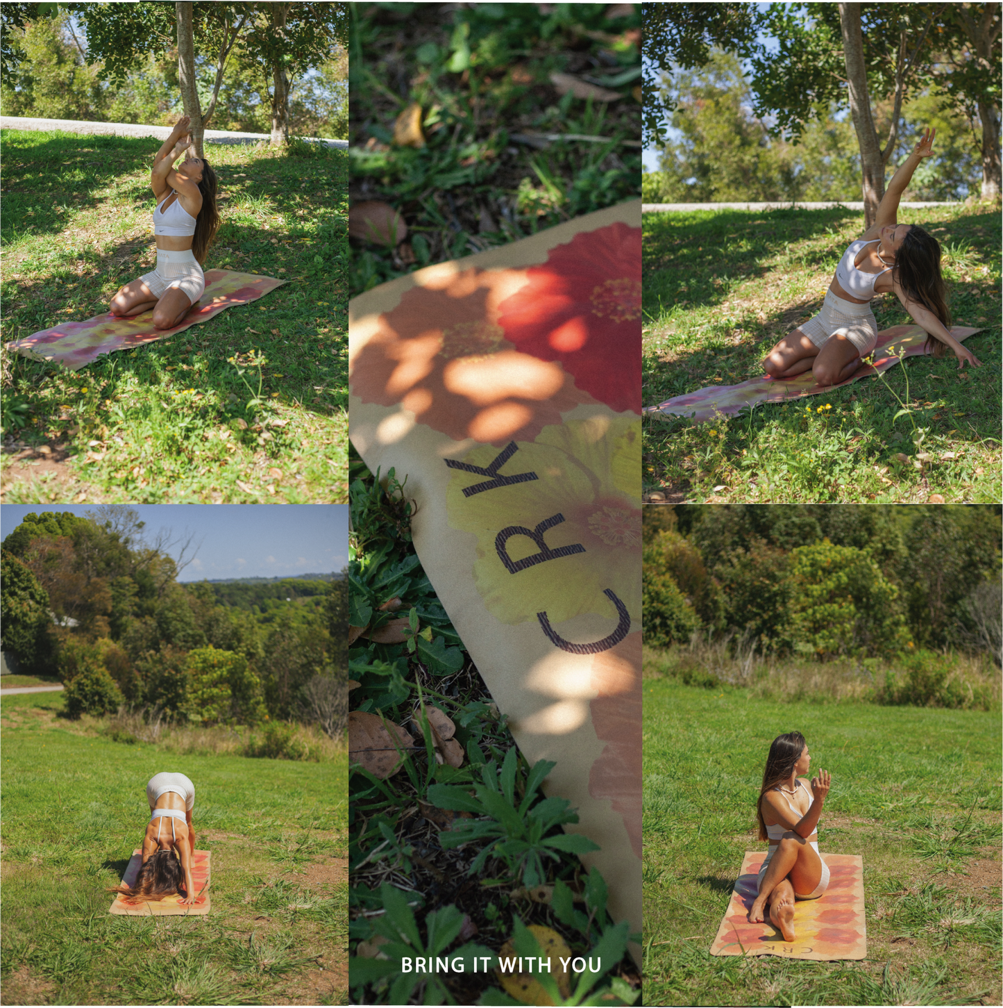 The Summer Mat • 4mm Thick, Recycled Natural Rubber Yoga Mat with Tropical Flowers - Crk
