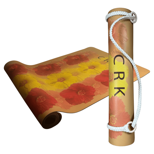 The Summer Mat • 4mm Thick, Recycled Natural Rubber Yoga Mat with Tropical Flowers - Crk