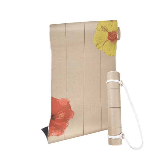 The Surf Mat • 4mm Thick, Organic Hemp Yoga Mat with Tropical Flowers - Crk
