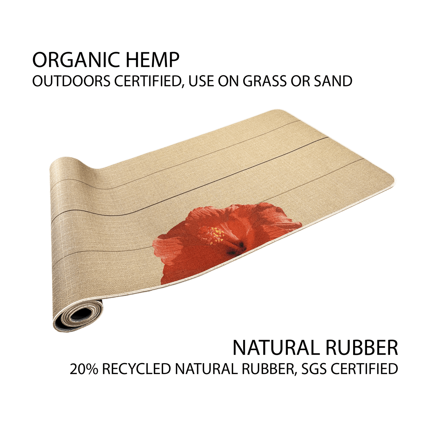 The Surf Mat • 4mm Thick, Organic Hemp Yoga Mat with Tropical Flowers - Crk