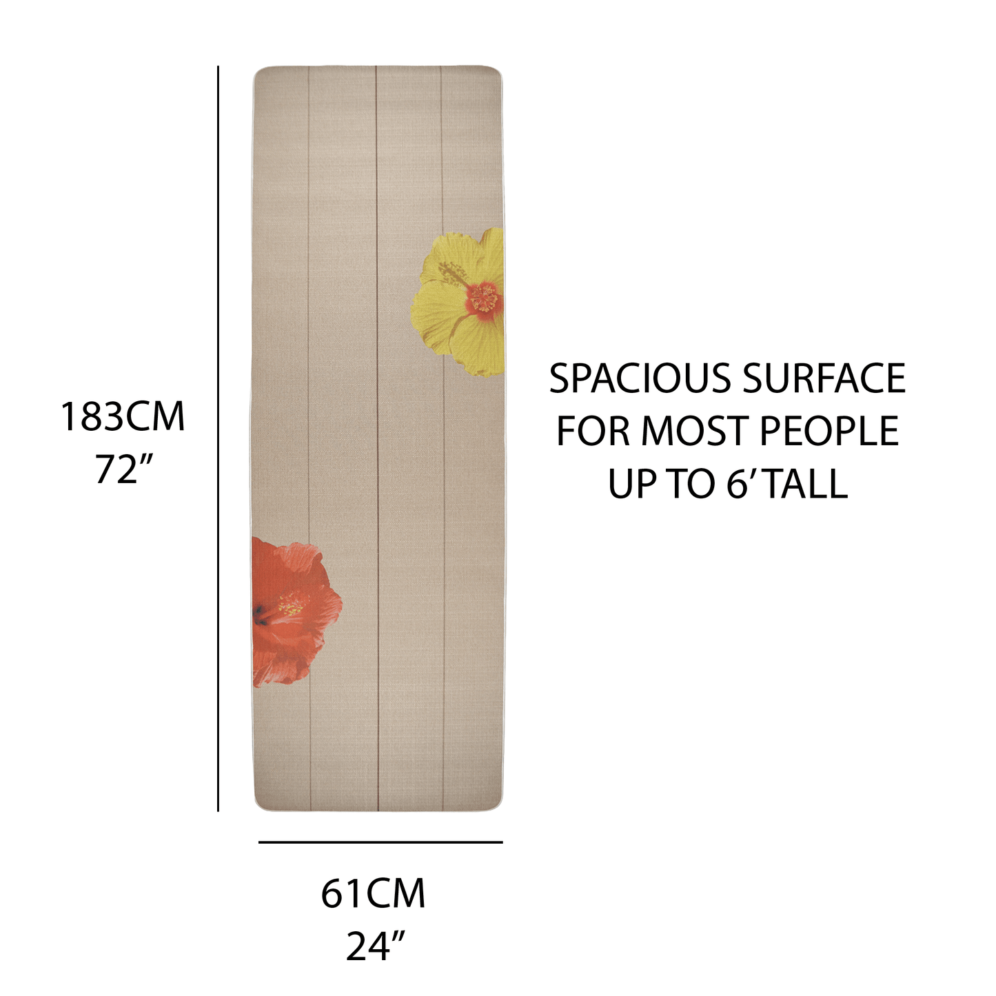 The Surf Mat • 4mm Thick, Organic Hemp Yoga Mat with Tropical Flowers - Crk