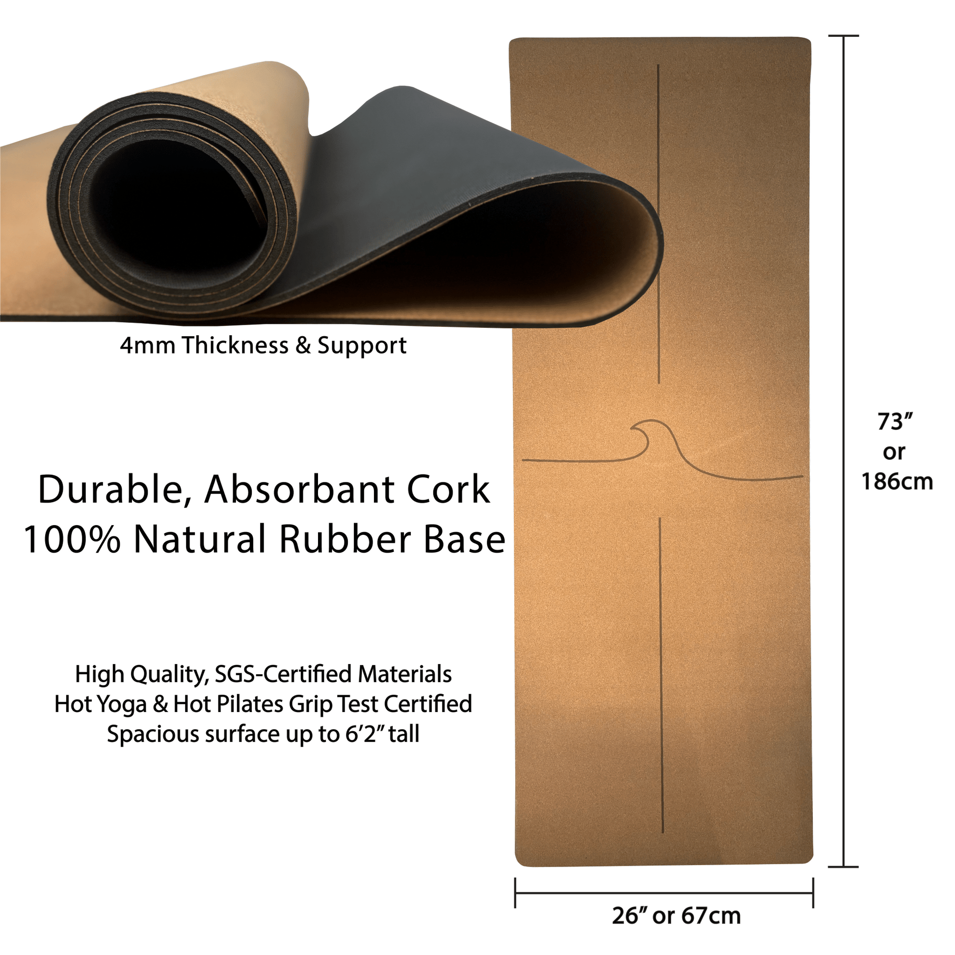 The Wave Mat 4mm Cork And Recycled Natural Rubber • Yoga Mat - Crk