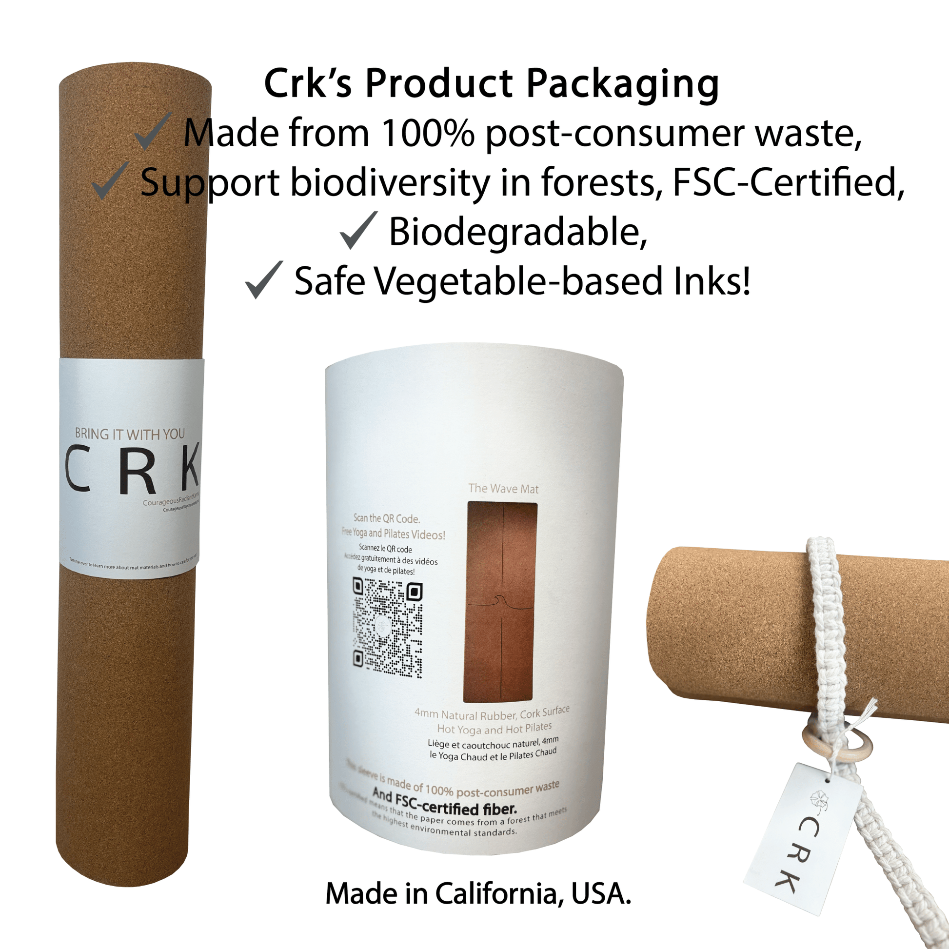 The Wave Mat 4mm Cork And Recycled Natural Rubber • Yoga Mat - Crk