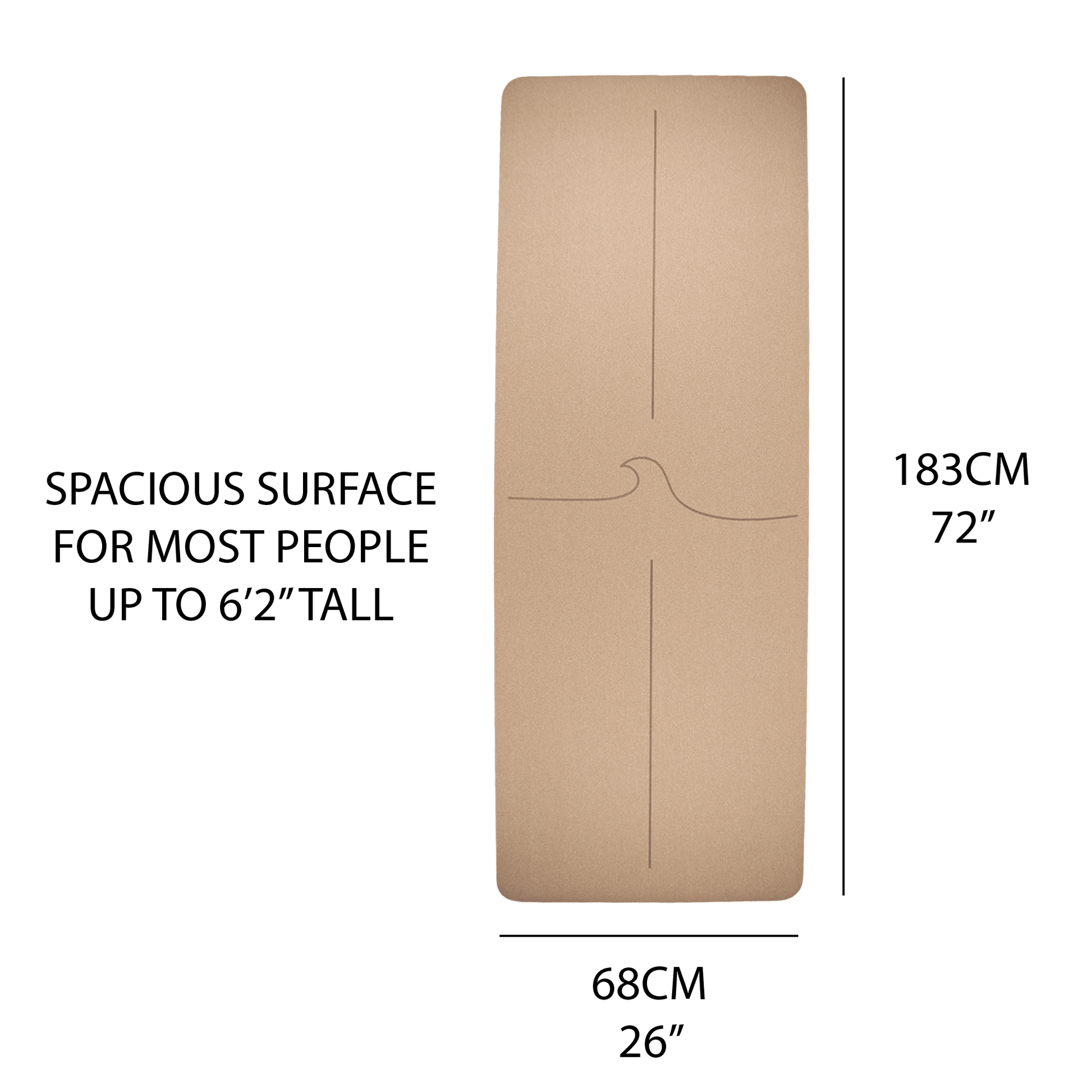 The Wave Mat • 4mm Thick, Organic Cork Yoga Mat with Recycled Natural Rubber - Crk