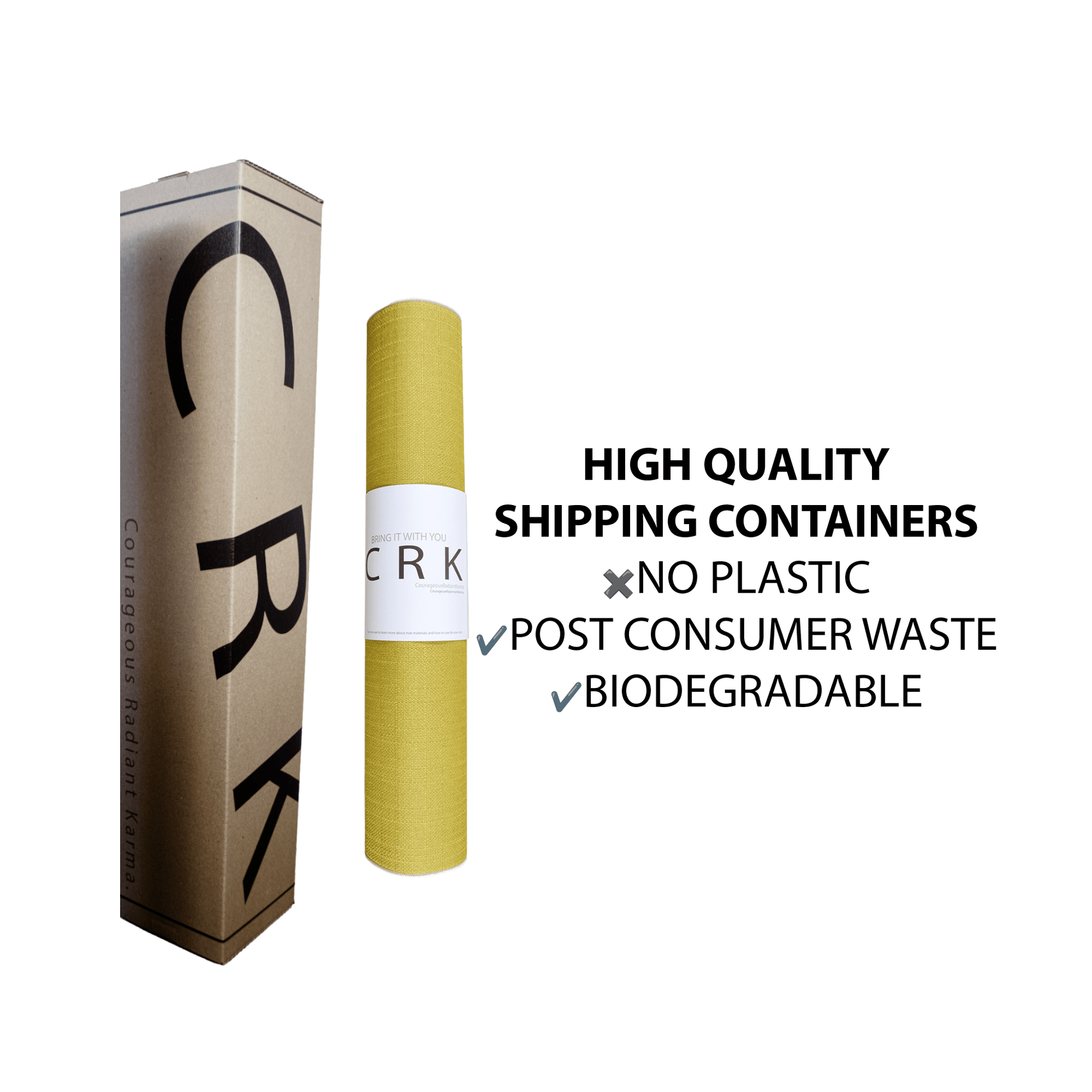 The Yellow Mat • 5mm Thick, Organic Hemp Yoga Mat with Natural Rubber (Limited Edition) + Yoga mat carrying strap - Crk