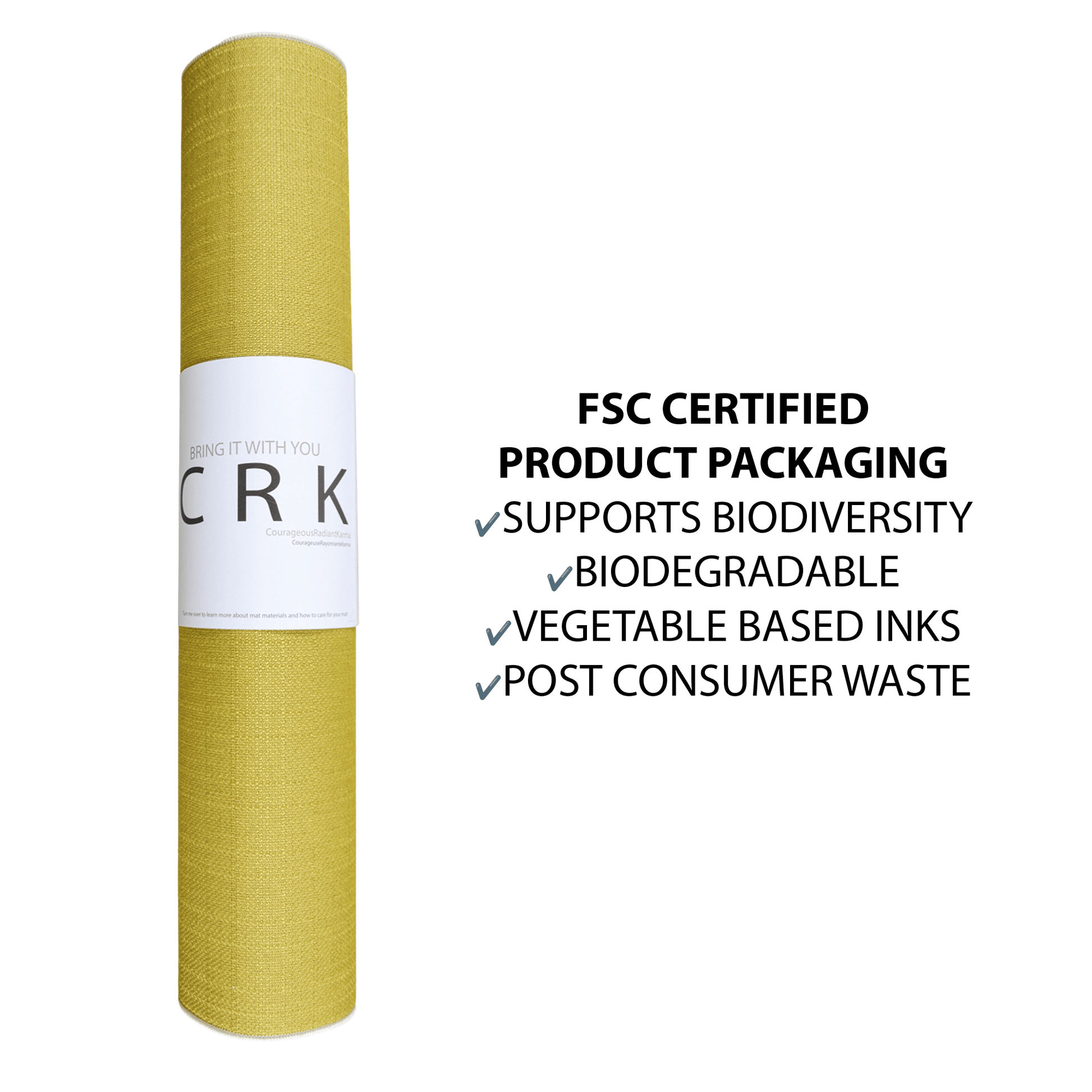 The Yellow Mat • 5mm Thick, Organic Hemp Yoga Mat with Natural Rubber (Limited Edition) + Yoga mat carrying strap - Crk